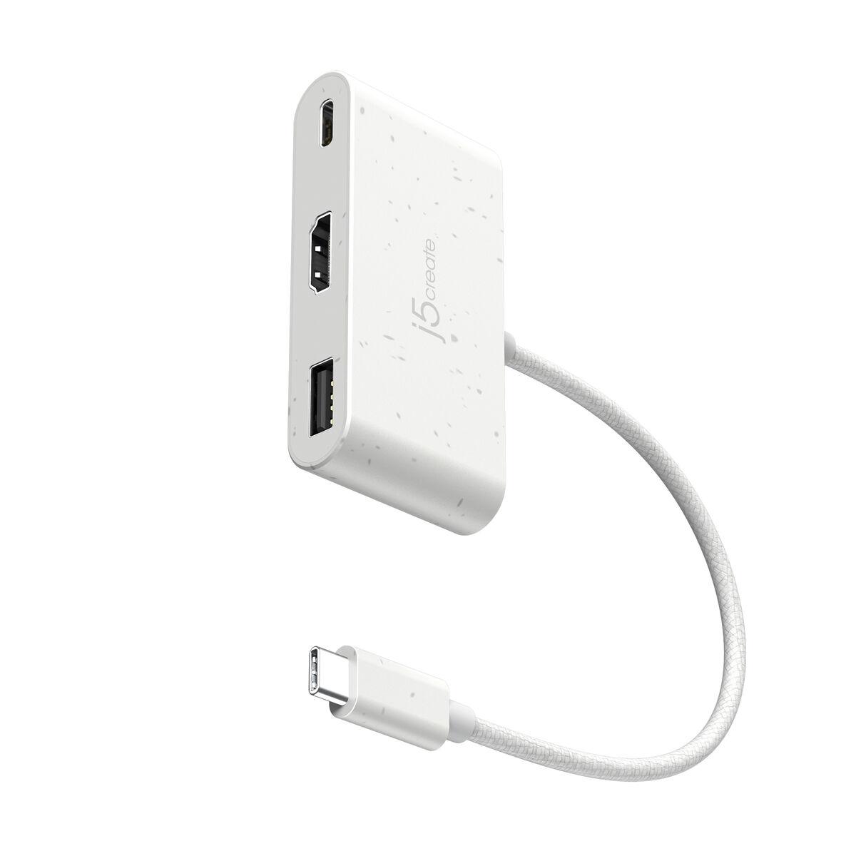 j5create JCA379EW-N Da USB-CÂ® ecologico a HDMIâ¢ e USBâ¢ tipo A con Power Delivery (ECO-FRIENDLY USB-C TO HDMI USB -