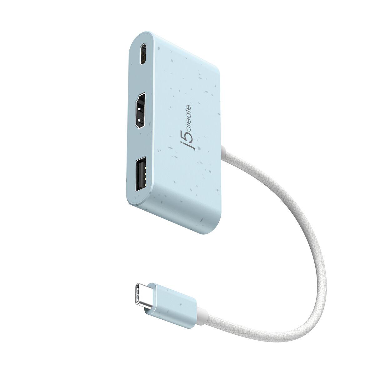 j5create JCA379EC-N Da USB-CÂ® ecologico a HDMIâ¢ e USBâ¢ tipo A con Power Delivery (ECO-FRIENDLY USB-C TO HDMI USB -