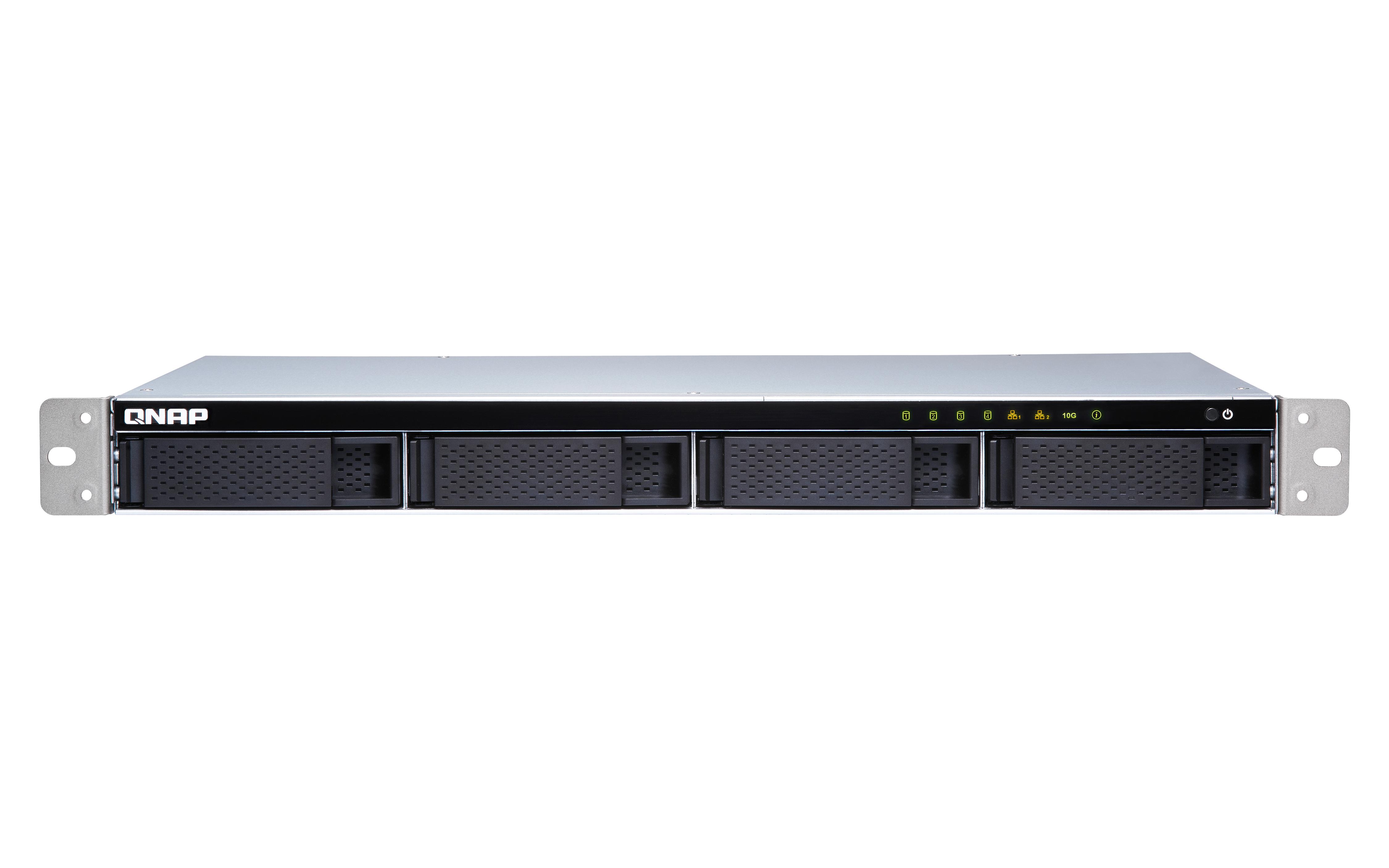 QNAP NAS - 4-Bay quad-core 1.7 GHz short-depth rackmount NAS with 100W power supply 8GB DDR3 SODIMM RAM (max 8GB) SATA 6Gb/s 1x