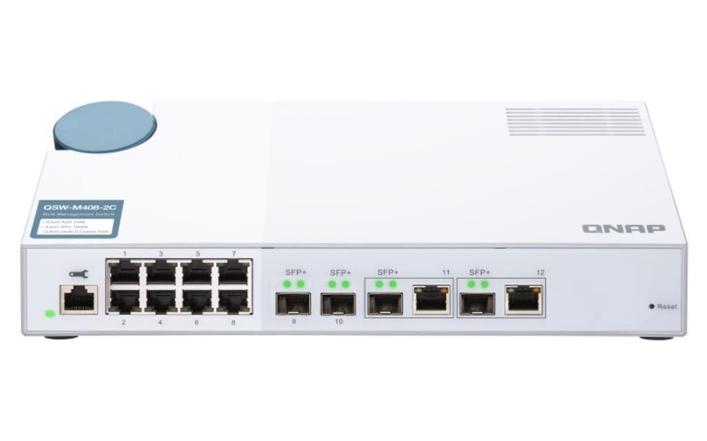 QNAP SWITCH QSW-M408-2C, managed, 8 port 1Gbps, 2 port 10G SFP+/ NBASE-T Combo, 2 port 10G SFP+