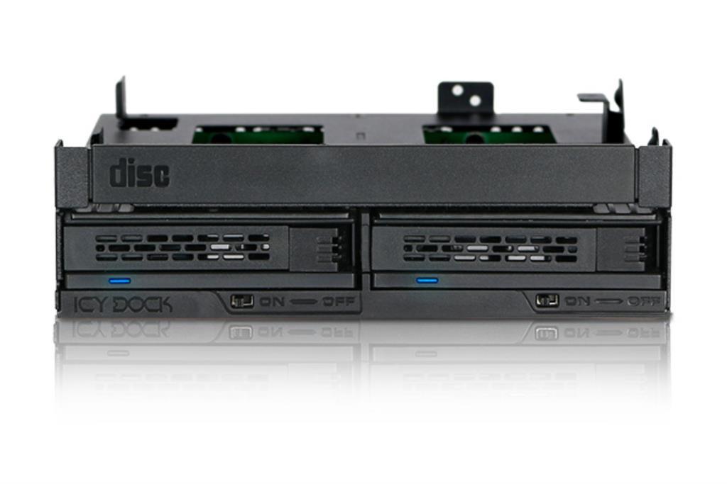 IcydOCK ExpressCage - Gabbia backplane per 2 x 2,5 "HDD/SSD SATA/SAS e vassoio ODD ultra sottile per alloggiamento esterno da 5