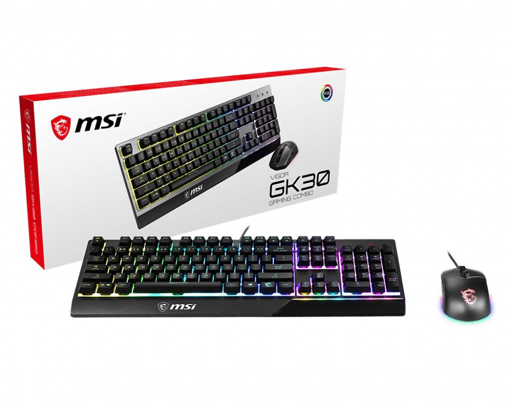 MSI Vigor GK30 Combo tastiera Mouse incluso USB QWERTY Inglese britannico Nero