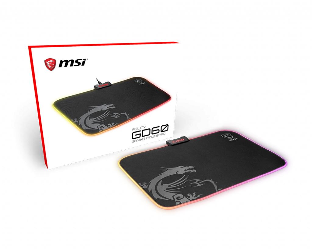 MSI AGILITY GD60 tappetino per mouse Tappetino per mouse per gioco da computer Nero, Grigio