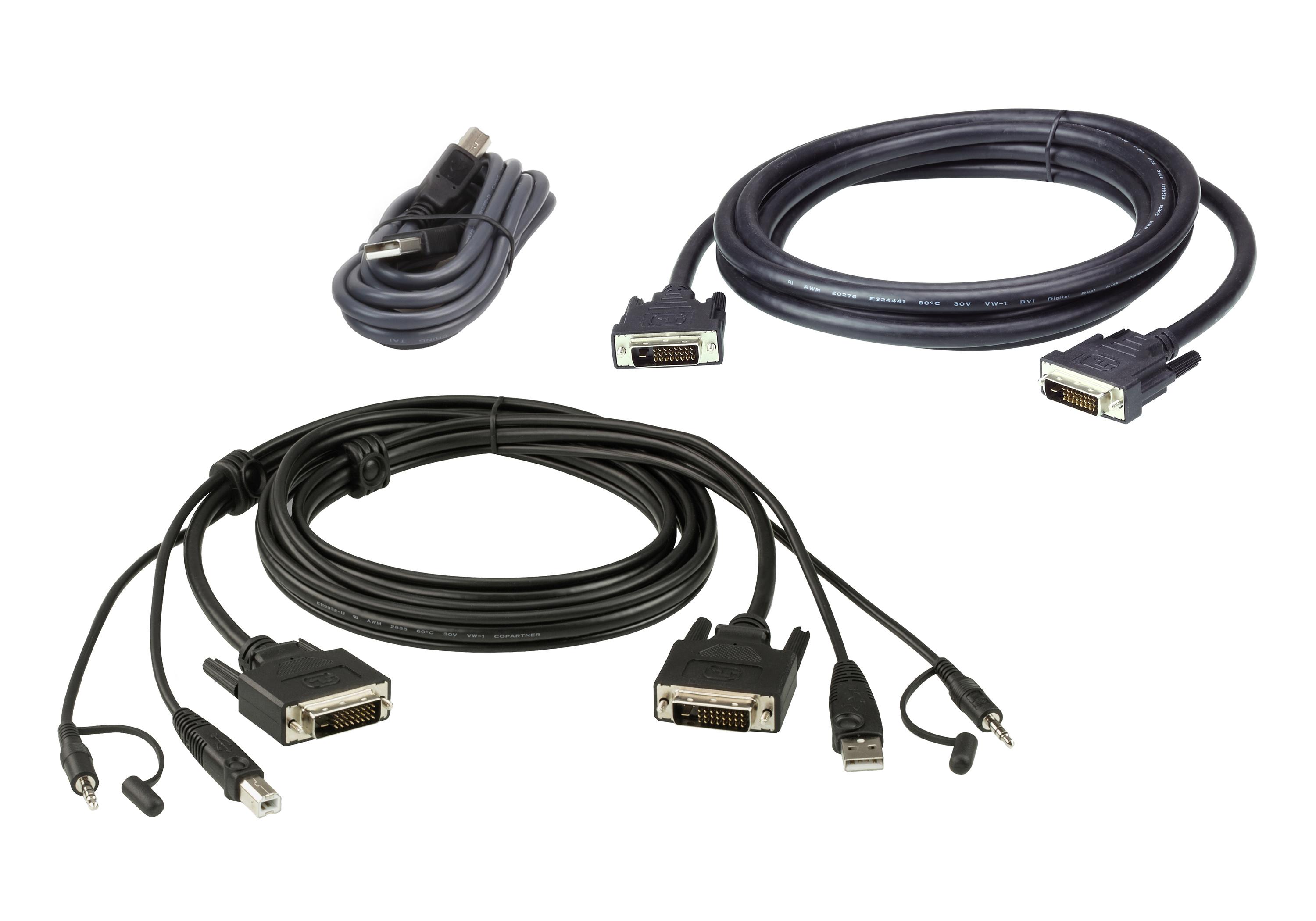 ATEN Kit cavo KVM di sicurezza schermo doppio USB DVI-D Dual Link da 1,8 M