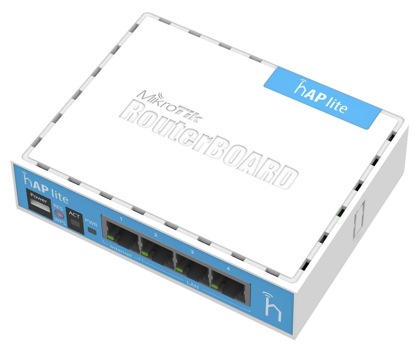 MikroTik hAP lite | WiFi Router | RB941-2nD, 2,4GHz, 4x RJ45 100Mb/s