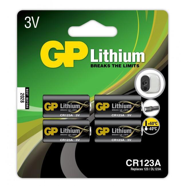 GP CR 123A-U4/ 123A lithium battery - 4 Pack