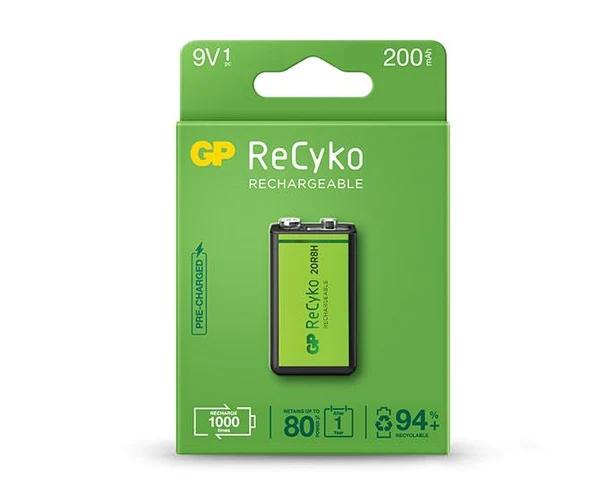 BATTERIA RICAGABILE GP RECYKO 200MAH 9V - Precaricata - Ciclo di vita: fine a 1000 volt