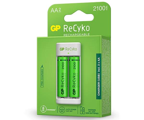 Pack Caricatore USB GP Reyko + 2 Batterie AA Ricaricabili da 2100Mah