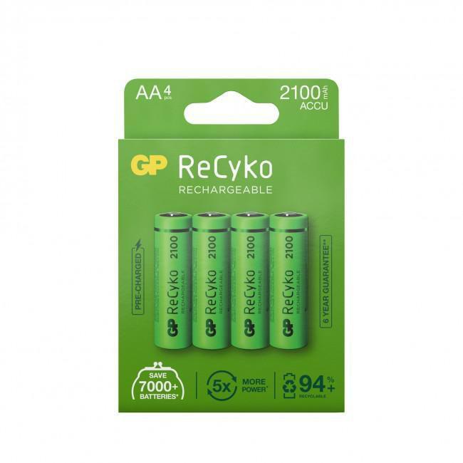 GP ReCyko Rechargeable AA Batteries 2100mAh, 4-pack