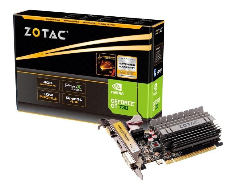 Typ Grafikkarte - passiv NVIDIA GeForce GT 730 4 GB 902 MHz Chiptakt Anschluss per PCIe 2.0 x16 Passive Khlung 1x HDMI 1x