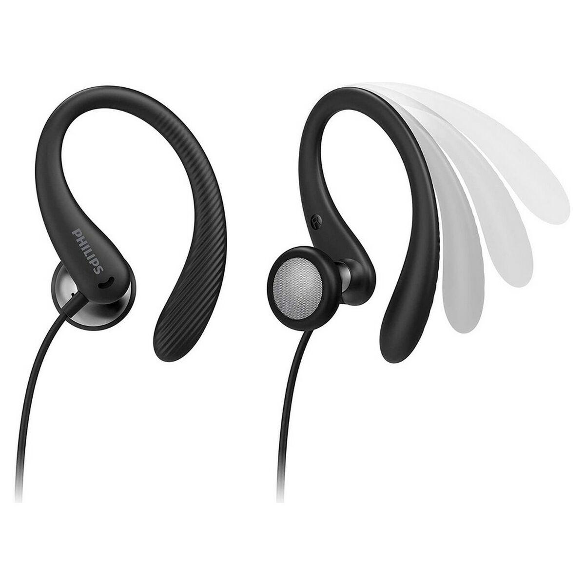 Philips TAA1105BK/00 Cuffie con Filo per Fitness e Sport, Microfono, IPX2 Resistenti al Sudore, Supporti per l'orecchio Flessib