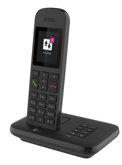 Telefono fisso di Telekom Sinus A12 con base e dal nero (per connessioni analogiche)