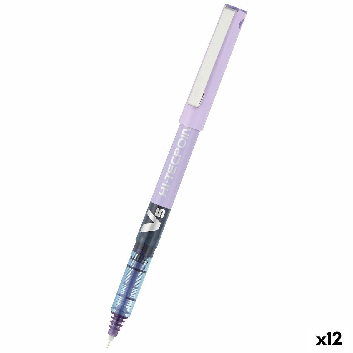 Pilot Hi-Tecpoint V5 Penna stick a sfera Viola 12 pz (Pilot V5 Hi-Tecpoint Liquid Ink Rollerball Pen 0.5mm Tip 0.3mm Line Viole