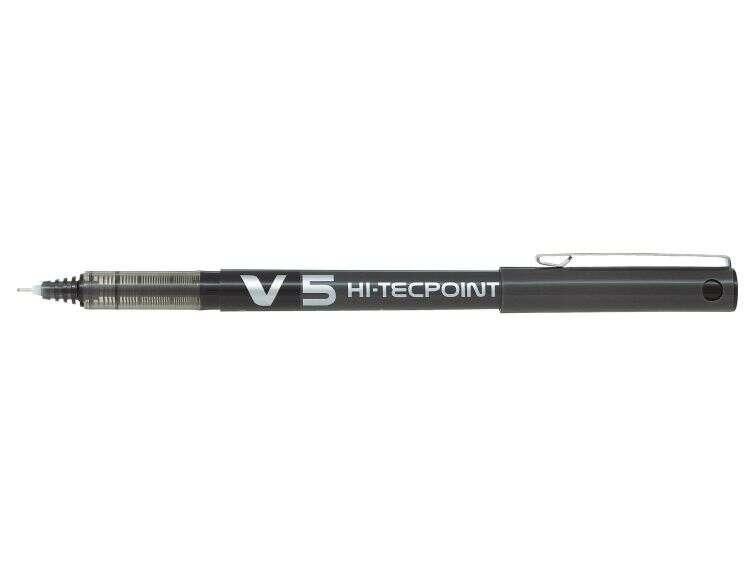 Penna roller Pilot V5 HI-Tecpoint a inchiostro liquido - Punta ago fine 0,5 mm - Corsa 0,3 mm - Colore nero