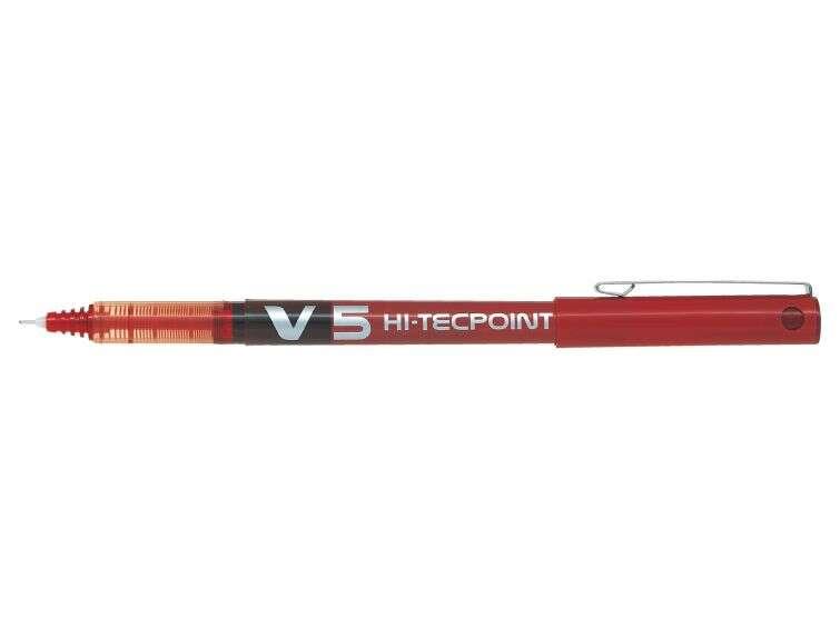 Penna roller Pilot V5 HI-Tecpoint a inchiostro liquido - Punta ago fine 0,5 mm - Corsa 0,3 mm - Colore rosso