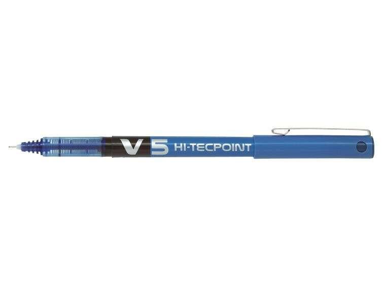 Penna roller Pilot V5 HI-Tecpoint a inchiostro liquido - Punta ago fine 0,5 mm - Corsa 0,3 mm - Colore blu