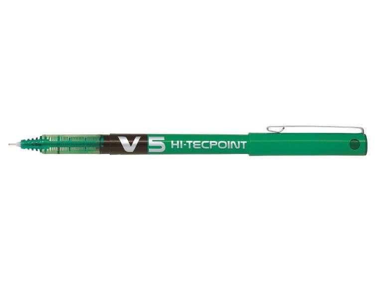 Pilota inchiostro liquido Boligraph V5 Hi -Tecpoint Rollerball - Punto infilato fine 0,5 mm - Asta 0,3 mm - colore verde