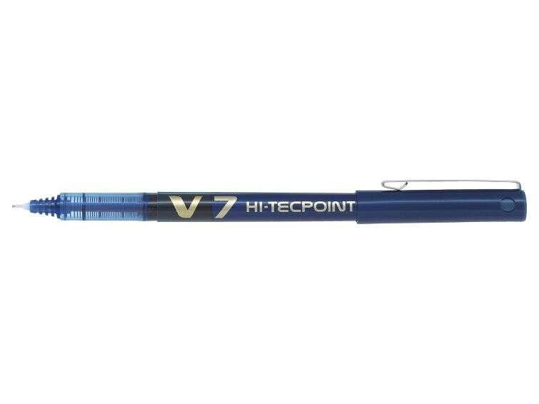 Penna roller Pilot V7 HI-Tecpoint a inchiostro liquido - Punta ago fine 0,7 mm - Corsa 0,5 mm - Colore blu