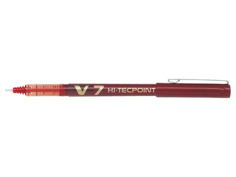 Penna roller Pilot V7 HI-Tecpoint a inchiostro liquido - Punta ago fine 0,7 mm - Corsa 0,5 mm - Colore rosso