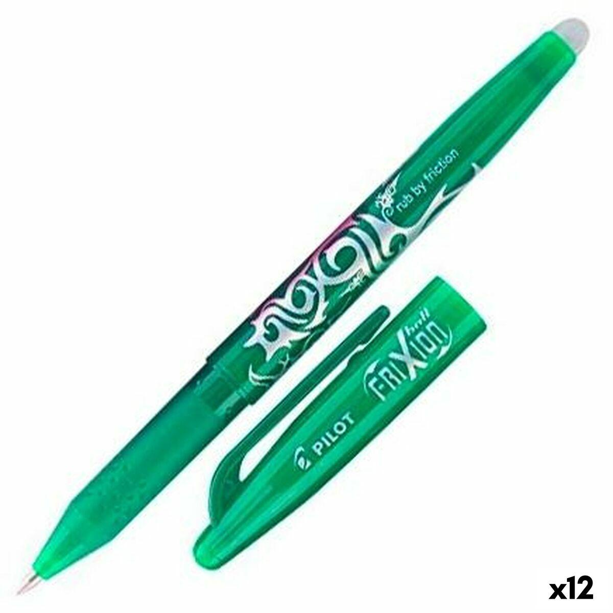 Pilot 224101204 penna roller 12 pz (Pilot FriXion Ball Erasable Gel Rollerball Pen 0.7mm Tip 0.35mm Line Green [Pack 12] - 2241