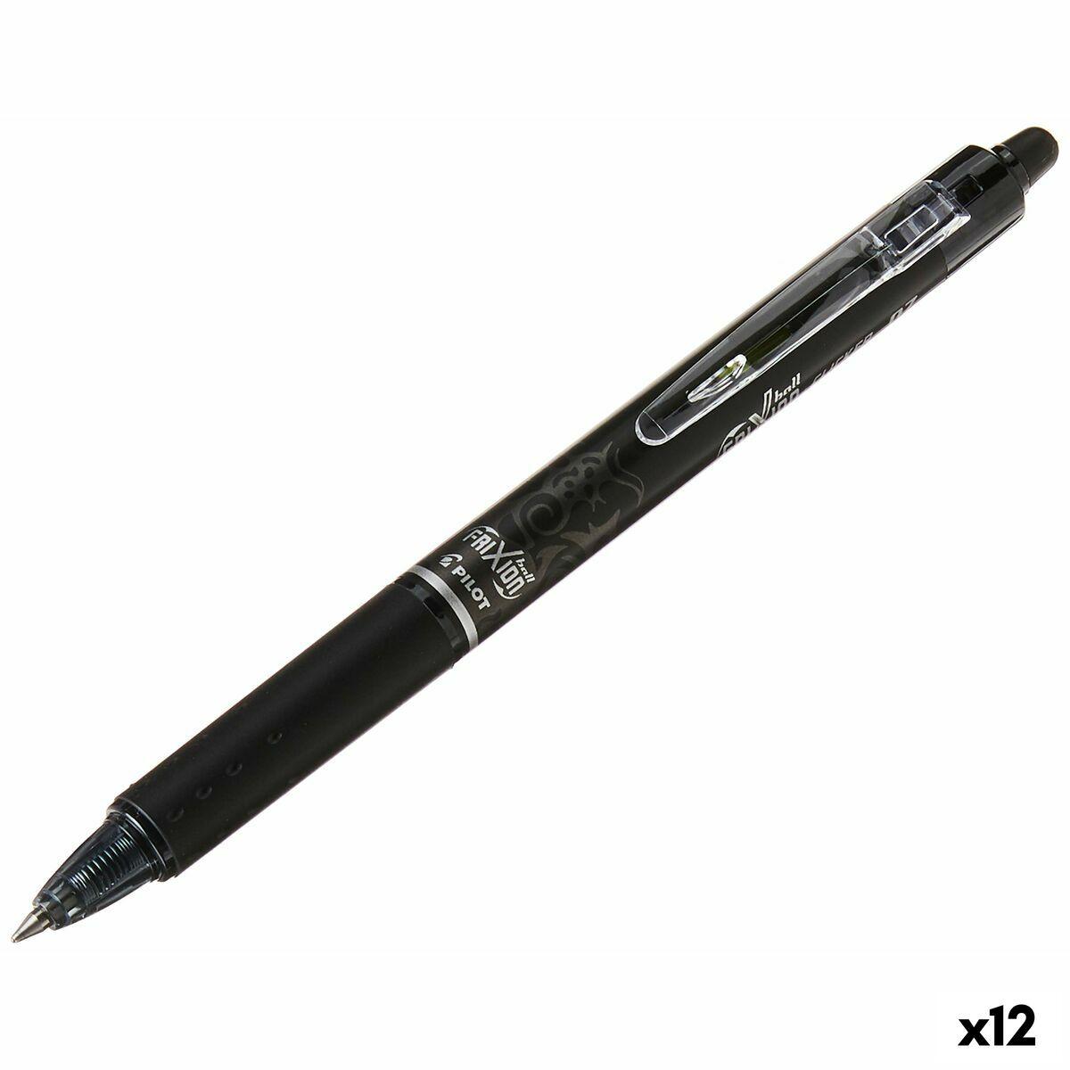 Pilot Frixion Clicker Nero Penna a sfera retrattile a clip 12 pz (Pilot FriXion Clicker Erasable Retractable Gel Rollerball Pen