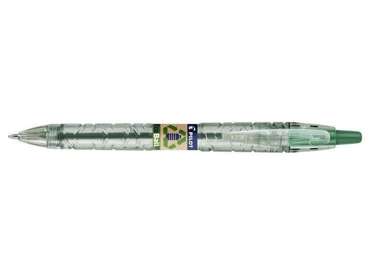 Penna a sfera retrattile Pilot B2P Ecoball BeGreen - Punta tonda da 1 mm - Corsa 0,27 mm - 86,64% di plastica riciclata - Ricar