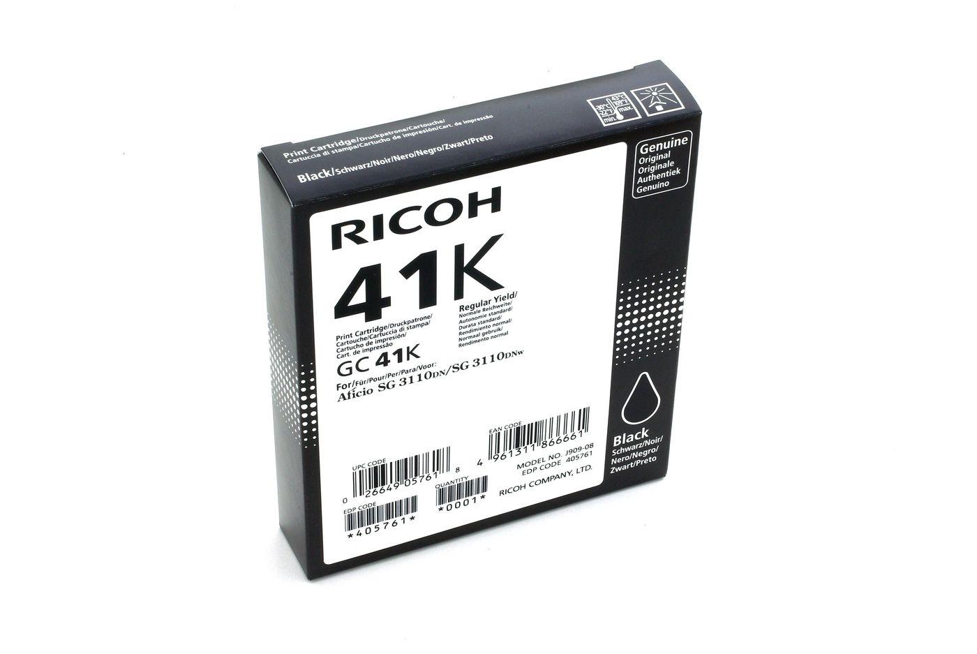 ORIGINAL Ricoh cartuccia gelo nero GC41BKHC 405761 2500 Seiten