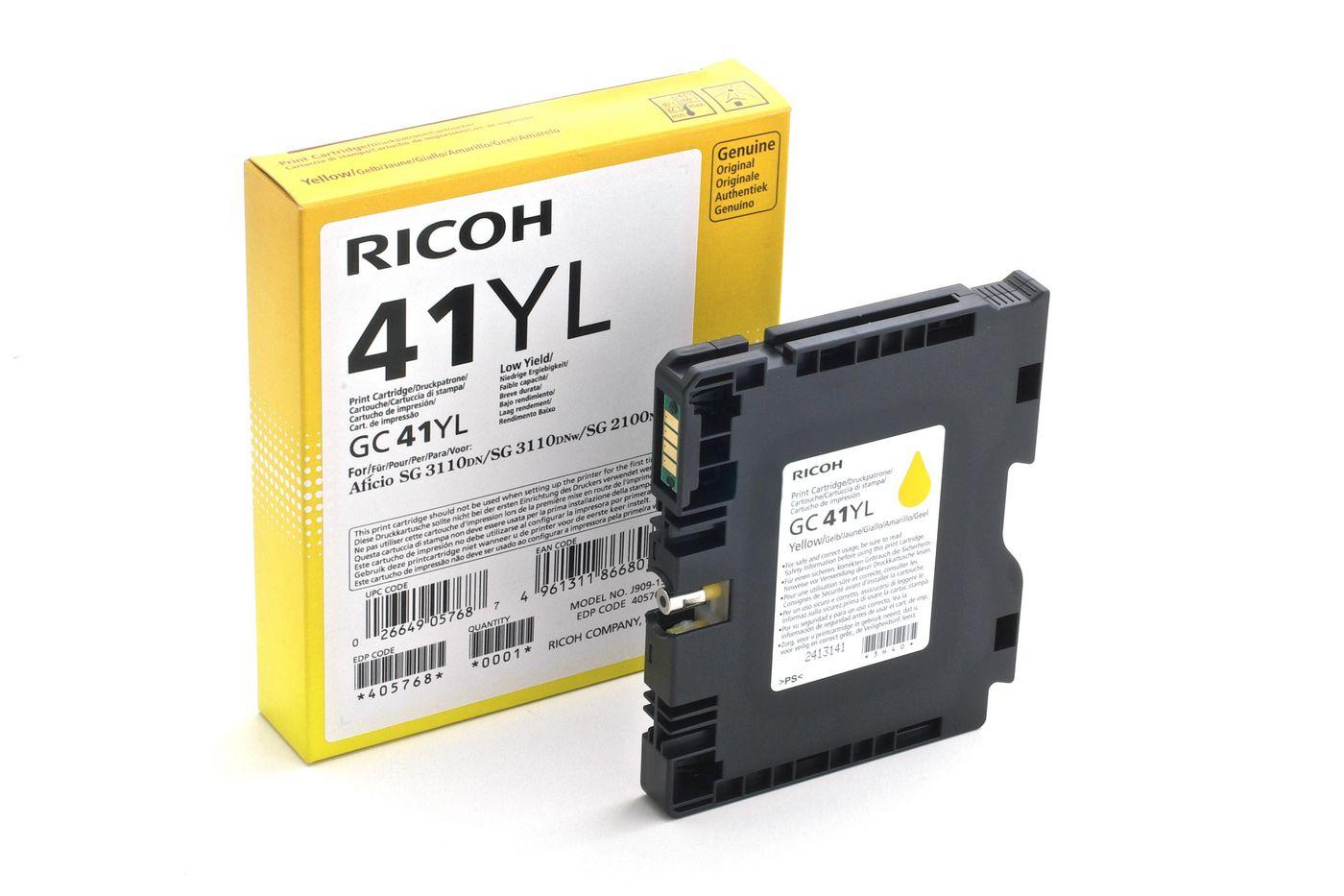 ORIGINAL Ricoh cartuccia gelo giallo GC41YL 405768 600 Seiten