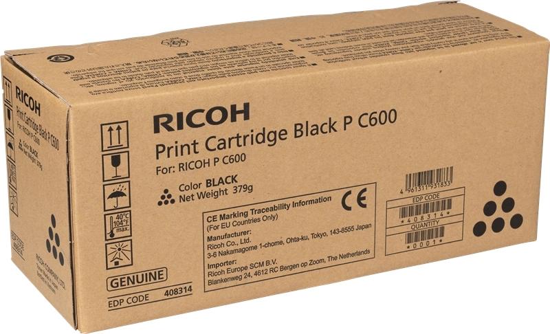 ORIGINAL Ricoh toner nero 408314 P C600BK 17000 Seiten