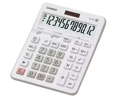 Calcolatrice da tavolo Casio GX-12B - Schermo LCD a 12 cifre - Solare e batteria - Bianco