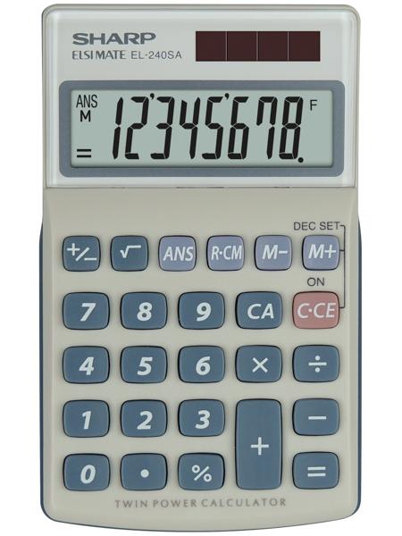 Sharp EL-240SA calcolatrice Tasca Calcolatrice di base Blu, Grigio (Sharp EL240SAB 8 Digit Handheld Calculator Grey SH-EL240SAB)