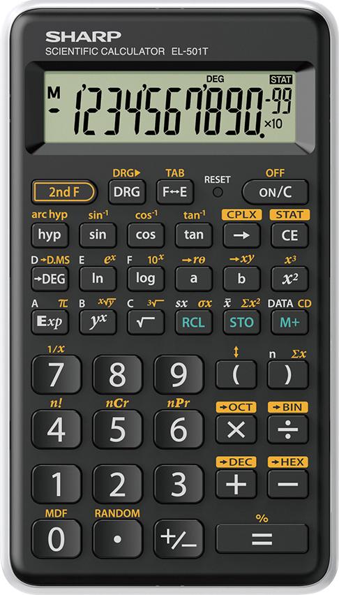 Sharp EL-501T calcolatrice Tasca Calcolatrice scientifica Nero, Bianco (Sharp EL501 12 Digit Scientific Calculator Black/White