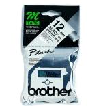 Brother Labelling Tape - 12mm, Black/White, Blister nastro per etichettatrice M