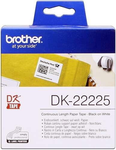 Brother DK-22225 nastro per etichettatrice Nero su bianco