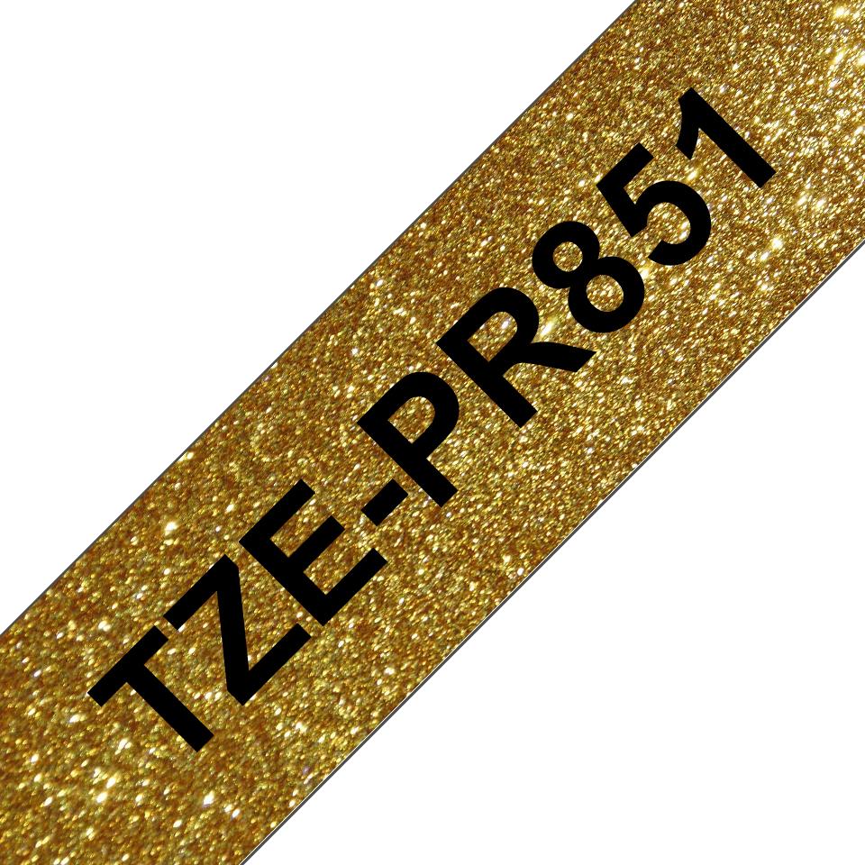 Nastro laminato da 24 mm premium oro glitter con scritta nera (8m)