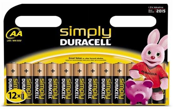 Duracell Simply Batteria monouso Stilo AA Alcalino (Duracell Simply AA Alkaline Batteries [Pack 12] - MN1500B12SIMPLY)