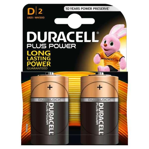 Duracell Plus Power D, 2 Pack Batteria monouso Alcalino (Duracell Plus D Size 2 Pack)