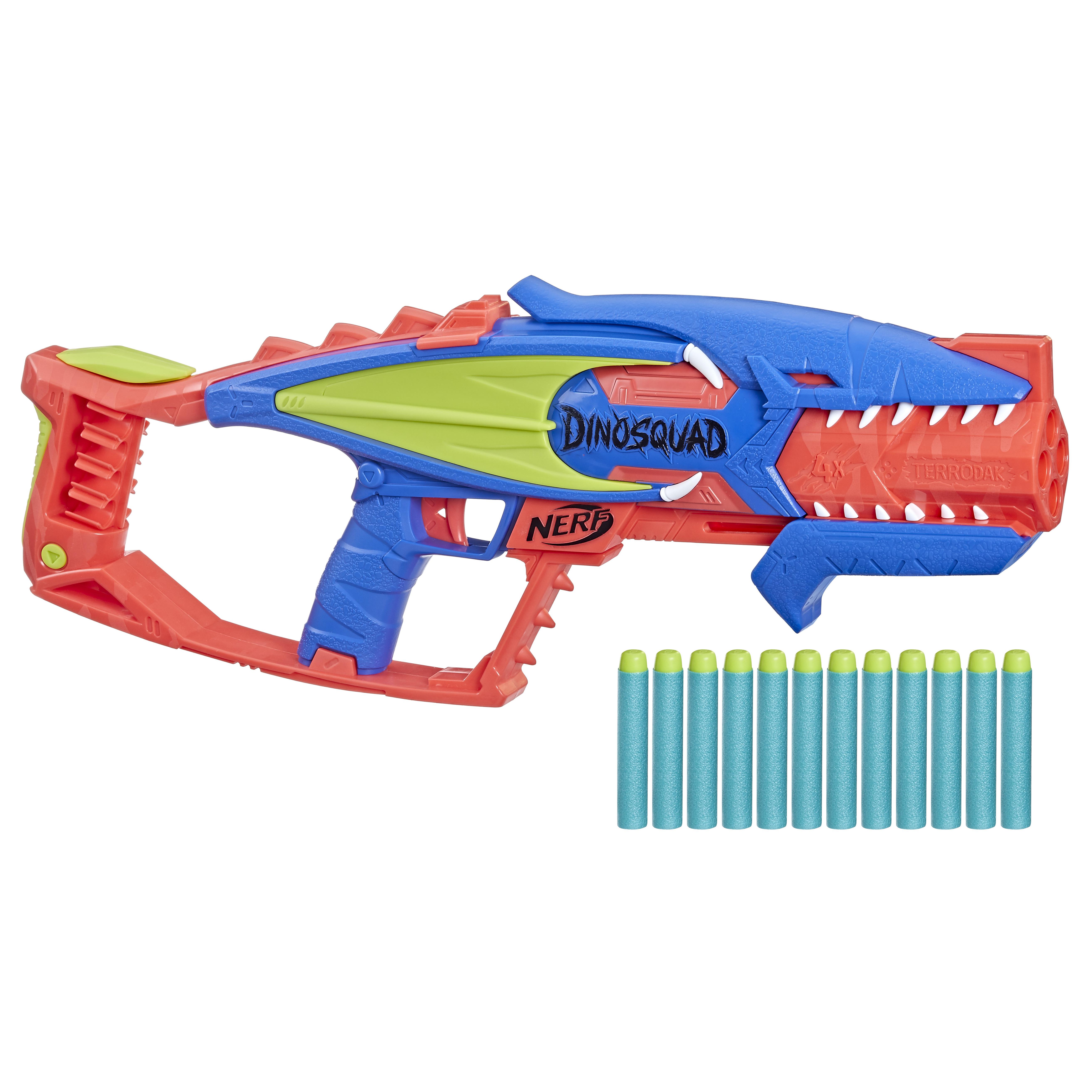 Nerf DinoSquad - Terrodak 12 dardi Elite design a forma di dinosauro blaster in gommapiuma da 4 dardi per giochi all'aperto di