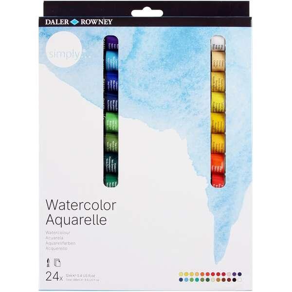 Confezione di acquerelli della Daler Rowney Simpy 24 - si inumiditi facilmente - 12 ml - colori assortiti