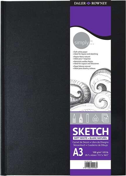 Quaderno Daler Rowney simply designing A3 - 100 g/m2 - Copertina rigida - 54 fogli - colore bianco