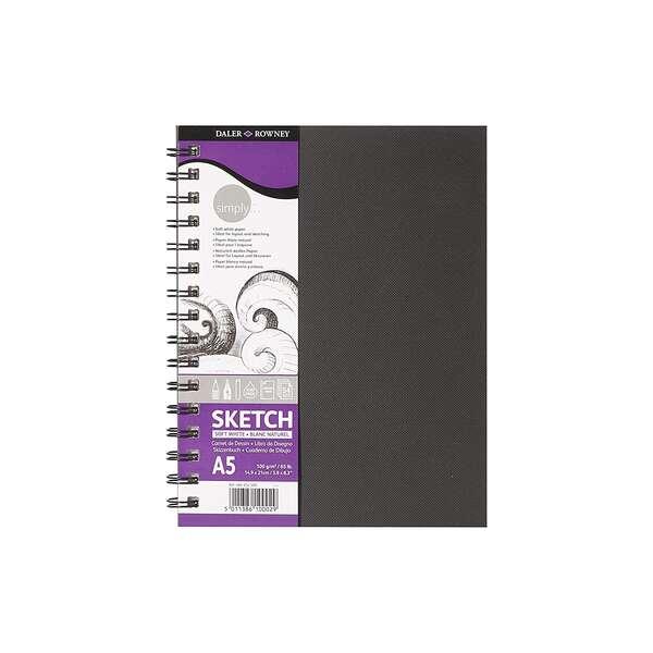 Daler Rowney simply designing the bag A5 - Copertina rigida con legame a spirale - 100 g/m2 - colore bianco