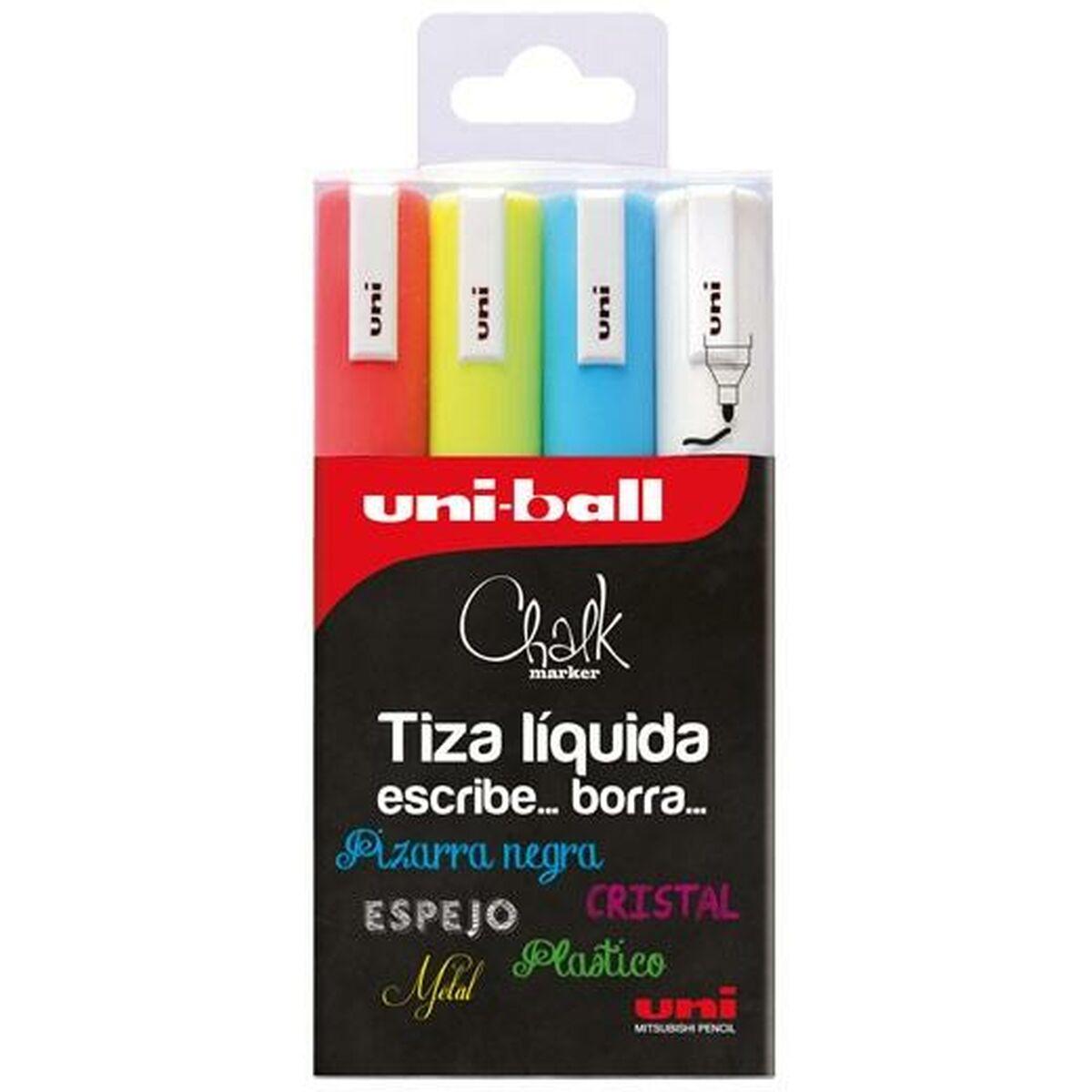 Uni-Ball PWE-5M Metallico 4 pz (uni-ball Chalk Marker Bullet Tip Medium Assorted Colours [Pack 4] - 153528181)