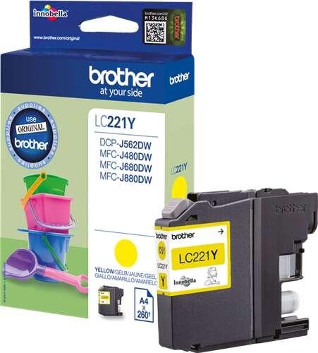 Brother LC-221YBP cartuccia d'inchiostro 1 pz Originale Resa standard Giallo