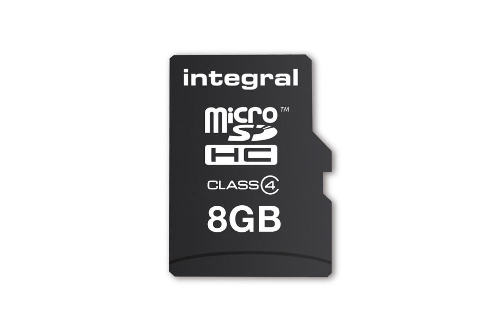 INTEGRAL - CARTE MÉMOIRE FLASH (ADAPTATEUR MICROSDHC - SD INCLUS(E)) - 8 GO - CLASS 4 - MICRO SDHC