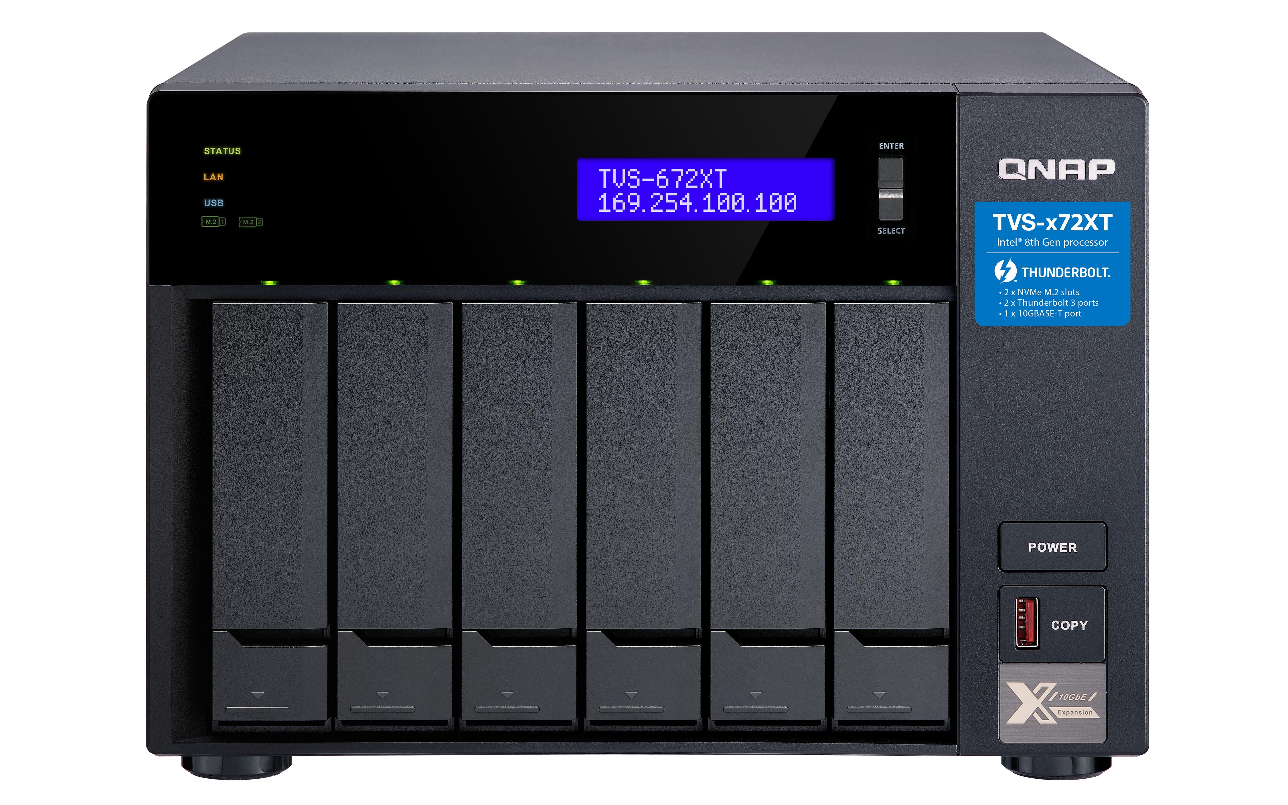 QNAP TVS-672XT NAS Tower Collegamento ethernet LAN Nero i3-8100T