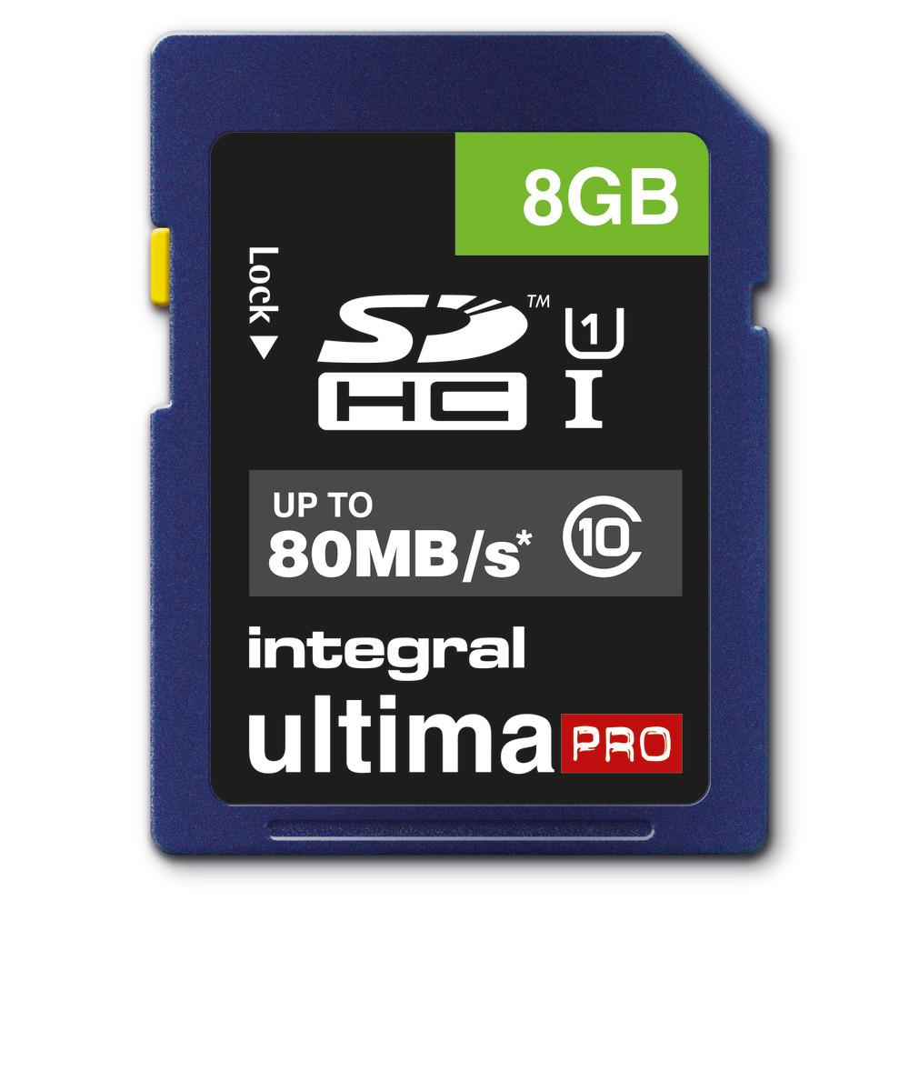 Integral 8GB ULTIMAPRO SDHC/XC 80MB CLASS 10 UHS-I U1 SD (8GB SDHC MLC FLASH CL10 80 MBS ULTIMAPRO INTEGRAL)