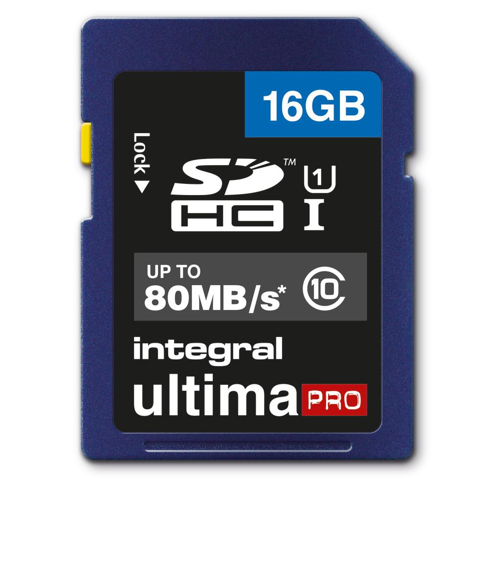 Integral 16GB ULTIMAPRO SDHC/XC 80MB CLASS 10 UHS-I U1 SD (16GB SDHC CL10 UHS 1 U1 80 MB/S INTEGRAL)