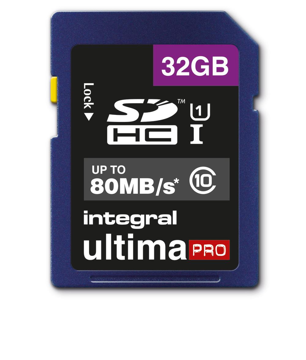 Integral 32GB ULTIMAPRO SDHC/XC 80MB CLASS 10 UHS-I U1 SD (32GB SDHC CL10 UHS 1 U1 80 MB/S INTEGRAL)