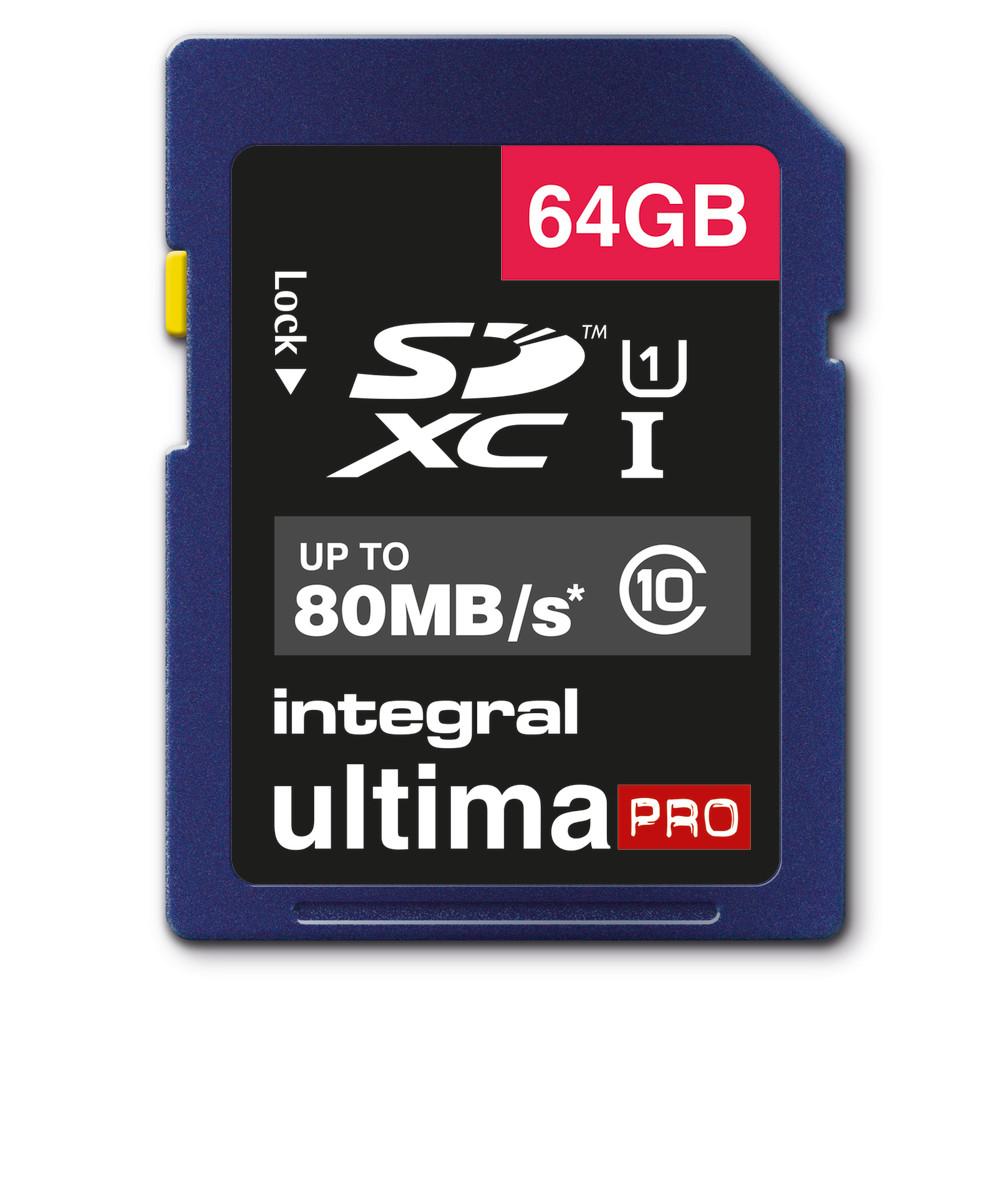 Integral 64GB ULTIMAPRO SDHC/XC 80MB CLASS 10 UHS-I U1 SD (64GB SDXC CL10 80 MB/S INTEGRAL)