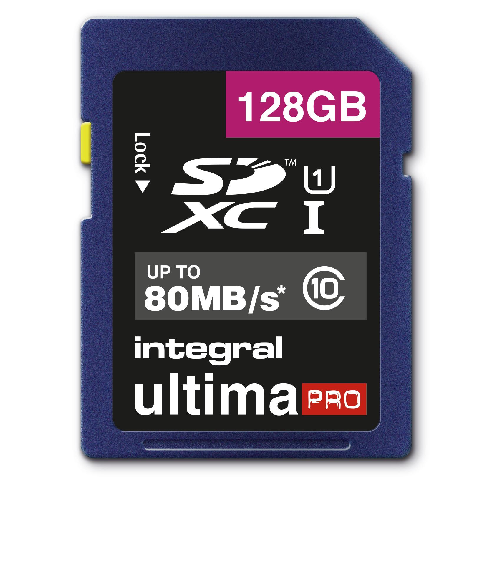 Integral 128GB ULTIMAPRO SDHC/XC 80MB CLASS 10 UHS-I U1 SD Classe 10 (128GB SDXC CL10 UHS 1 U1 80 MBS INTEGRAL)